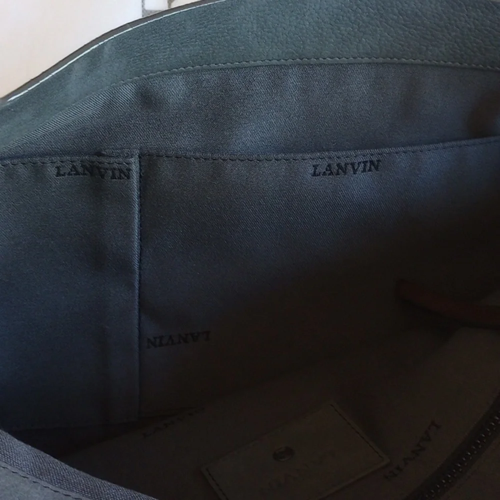 Lanvin Messenger Bag Gray Suede Leather Satchel Flap Sartorial Envelope